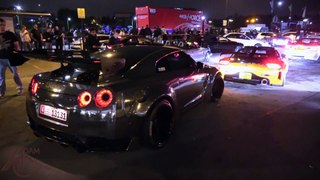 Veilside Mazda RX7 and Liberty Walk Nissan GT-R on the street