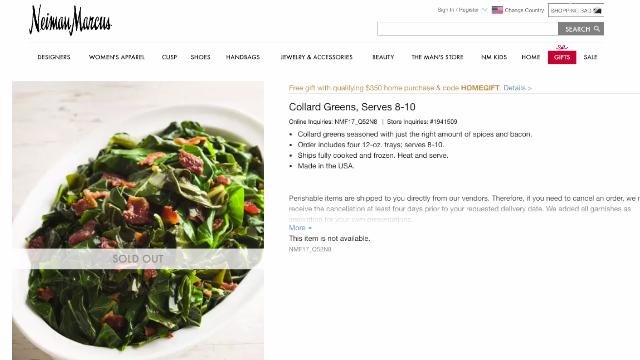 Neiman Marcus Sells Out of Outrageously Expensive Collard Greens