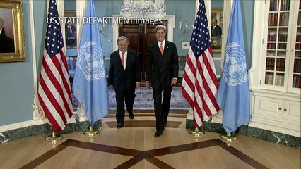 John Kerry meets Antonio Guterres in Washington