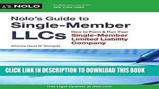 [New] Ebook Nolo s Guide to Single-Member LLCs: How to Form   Run Your Single-Member Limited
