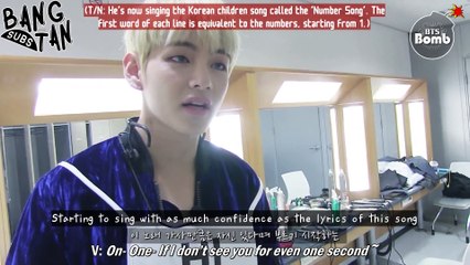 [ENG] 161105 BOMB: This is how V warms up his voice before singing