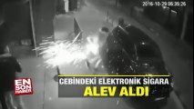 Adamın cebindeki elektronik sigara alev aldı