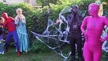 ROB ATTACH Spiderman and Elsa vs Black Spidey Family Fun Superhero movie IRL