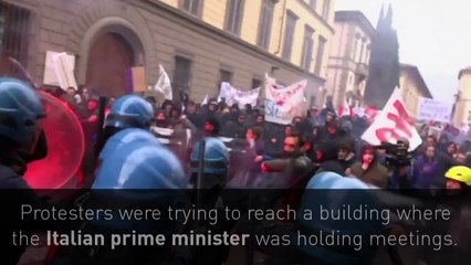 Violence erupts at anti-government protest in Italy