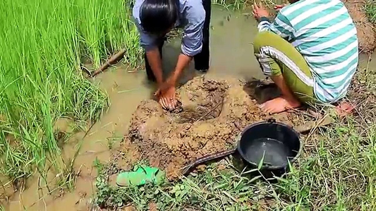 Amazing Two girls Deep Hole Fishing - How To Fishing in Battambang - Cambodia Fishing