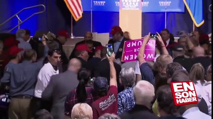 Trump güvenlik nedeniyle sahneden indirildi