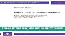 [FREE] EBOOK Edition und Ausgabentypologie (EuropÃ¤ische Hochschulschriften / European University
