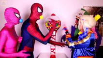 Spiderman & Pink Spidergirl vs Joker! w/ Frozen Elsa & Batman! Superhero Fun in Real Life :)