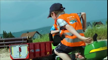 Cartoon about cars . Toys Machine . Tractor digger . Working machines for kids