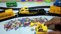 Excavators at work for children , Toy Trains Construction Train Set at work for children