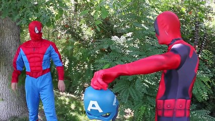 Deadpool vs Spiderman & Captain America - Real Life - Superhero Battle!