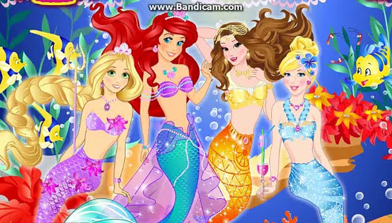 Princess Undersea Party--Disney Princess Elsa Rapunzel Ariel Belle Cinderella as Mermaids -