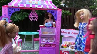 SWEET Treats Bakery ! Bad Puppy ! Barbie and her sisters enjoy Cookies and other Sweets part1