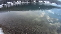 Fishing in Bow lake, Banff National Park