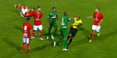 Brazilian League football player Guarani's Ferreira attack referee