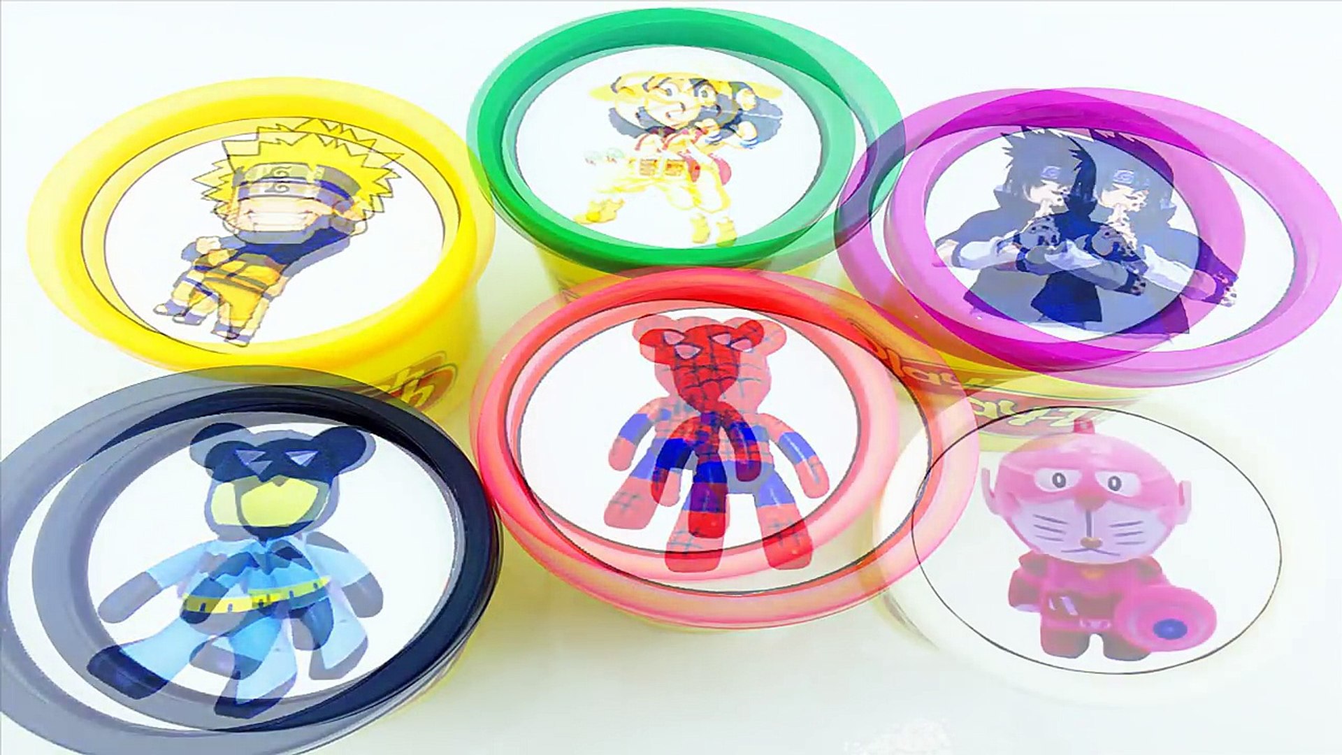 ⁣Cups Play Doh Toy Doreamon Version For Kids, Superheroes Captain America Batman Spiderman Surprises
