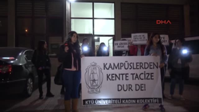 Trabzon Karanlık Yurt Yollarına Kız Öğrencilerden El Fenerli Tepki