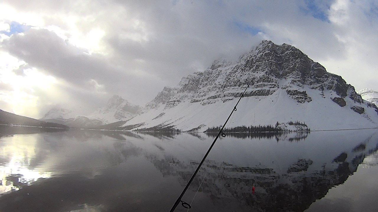Fishing in at Bow Lake, Banff National Park
