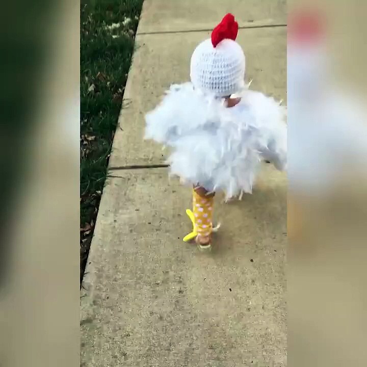 She's just strutting her stuff like any normal chicken would do