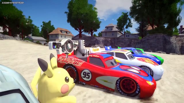 Disney Pixar CARTOON PIKACHU COLORS POKEMON MOVIE VS CARTOON BATMOBILE COLORS FOR KIDS
