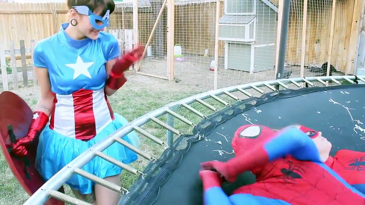 Spiderman vs SpiderGirl vs Captain America Girl Superhero Battle