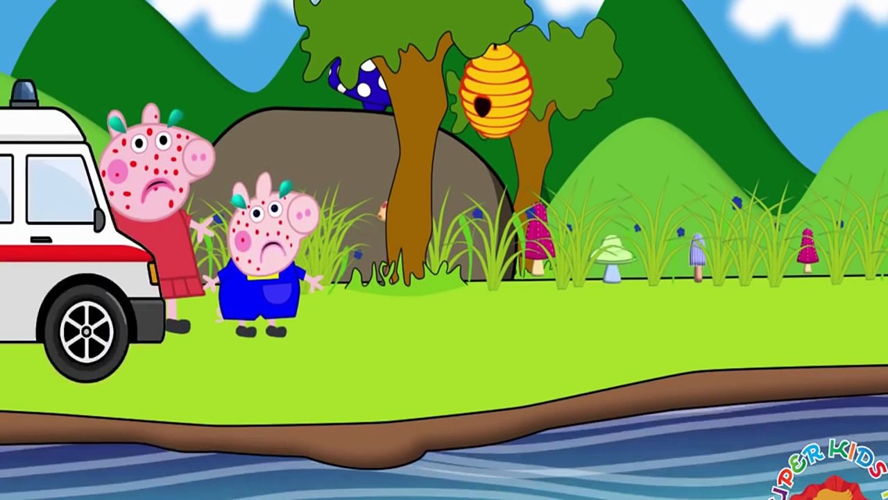 Peppa pig Crying Bees Sting Episodes New! Doctor Injects Finger Family Song Nursery Rhymes Song