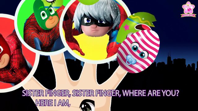 PJ MASK Transforms Spiderman Finger Family Songs / Daddy Finger Family Nursery Rhymes Lyrics