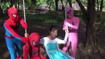 Spiderman Baby Frozen Elsa being attacked by Joker & catwomen pinks Spidergirl Fun Superheroe movie