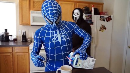 Blue Spiderman vs Scream In Real Life SuperHero Movie