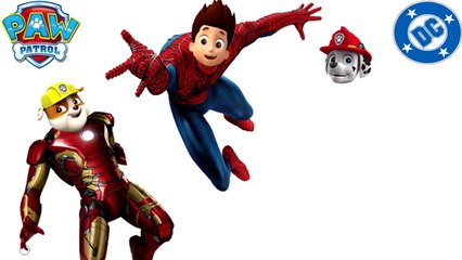 PAW PATROL Transforms into MARVEL HEROES Spiderman Iron Man as Ryder Rubble Coloring games for kids