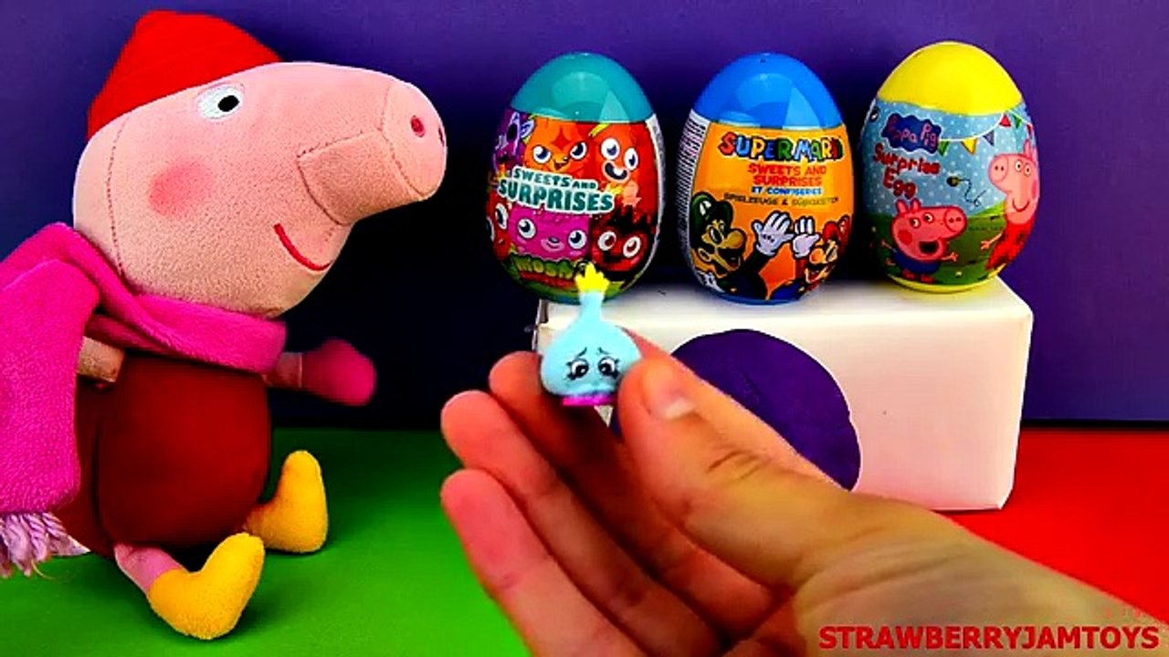 Shopkins Play Doh Peppa Pig LPS Super Mario Moshi Monsters Surprise Eggs by StrawberryJamToys