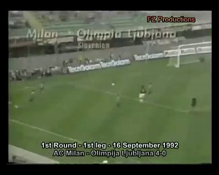 16.09.1992 - 1992-1993 UEFA Champions League 1st Round 1st Leg AC Milan 4-0 NK Olimpija Ljubljana