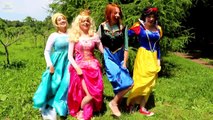 Frozen Elsa DANCING with Spiderman & Anna! w/ Pink Spidergirl, Maleficent & Disney Princesses :)