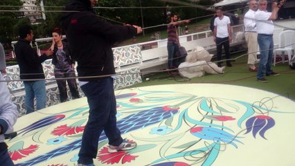 ropes removing after rain in Bosphorus,Istanbul