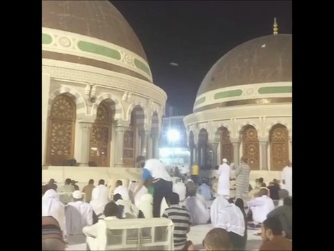 Fajr Azaan on top floor of the Masjid-Al-Haram, Makkah