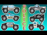 Police Vehicles | Monster truck | Learn Vehicles