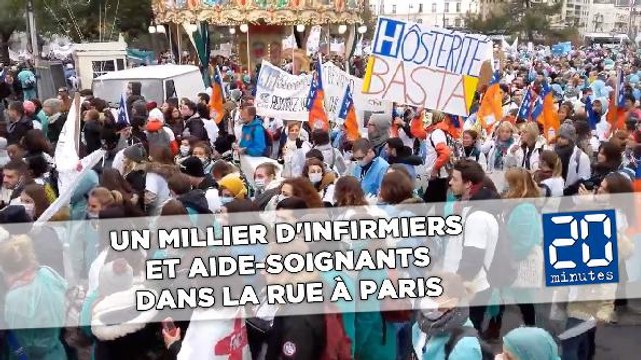 Grève des infirmiers : un millier d'infirmiers et aide-soignants dans la rue à Paris