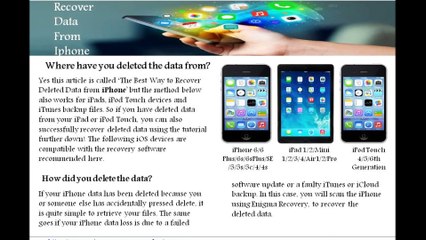 Recover Data From Iphone