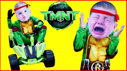 CRYING BABY Leo vs Raph TMNT Trampoline Battle CRYING BABIES Superheroes IRL Ninja Turtles