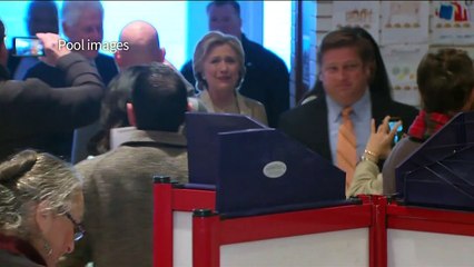 Hillary Clinton casts her vote in US election