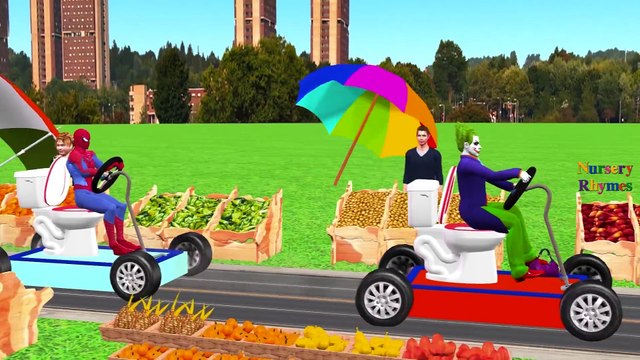 Frozen Elsa Vs Joker Car Toilet Attack Prank Spiderman SuperHeroes Finger Family Nursery Rhymes_2