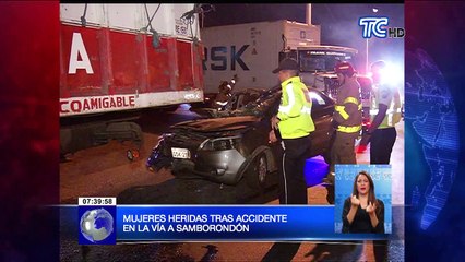 Mujeres heridas tras fuerte accidente en la vía a Samborondón