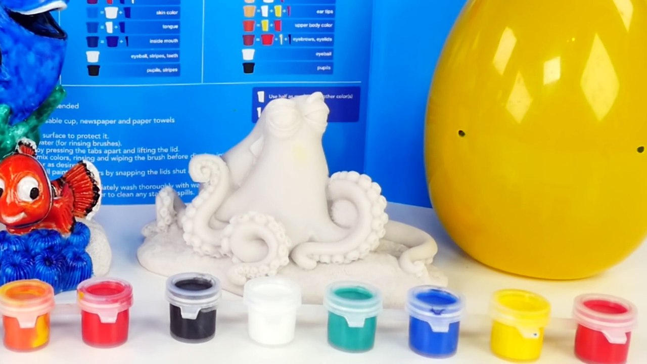 FINDING DORY _Painting HANK_ Paint Your Own Statue Part 2 Bruce Paints + Surprise Eggs