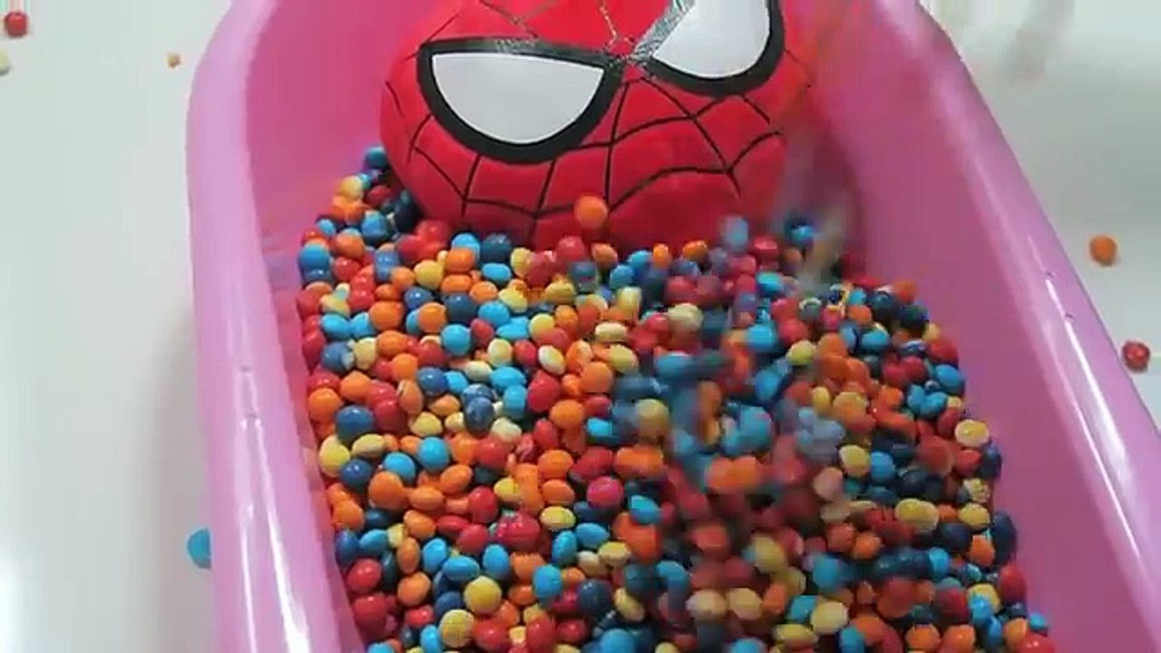 Frozen Elsa Vomit Rainbow Balls w Spiderman vs Joker Fun Superheroes Movie in Real Life