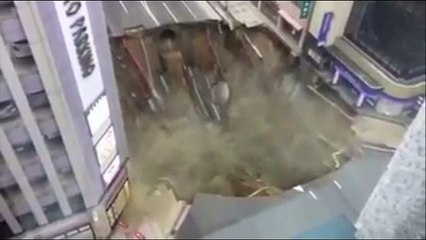 15-metre deep pothole swallows Japanese intersection