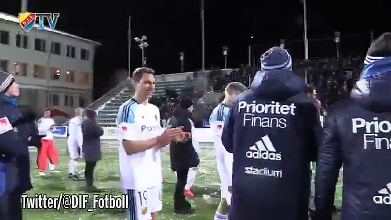 Swedish side Djurgarden celebrate end of season win with epic snowball fight against their traveling
