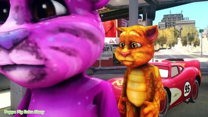 PINK TALKING TOM CAT & Lightning McQUEEN Cars Cartoon for Kids w/ Nursery Rhymes Kids Songs