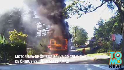 Tải video: Motorista de ônibus salva 20 crianças de ônibus em chamas.