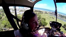 Little Girl Flying in a Helicopter over Myrtle Beach With Dad - Ocean and Boardwalk View A