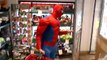 Superhero Spiderman in Real Life Shopping Kinder Chocolates